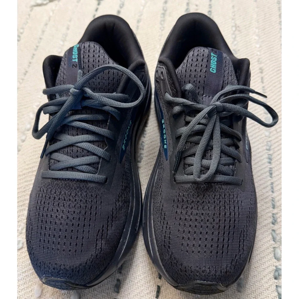 Brooks Ghost Max 2 Black Ebony Teal Running Shoes Mens 8.5 Wide 2E 1104312E081